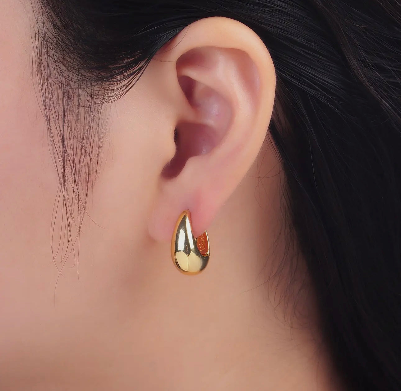 Gold Dome Hoop Earring