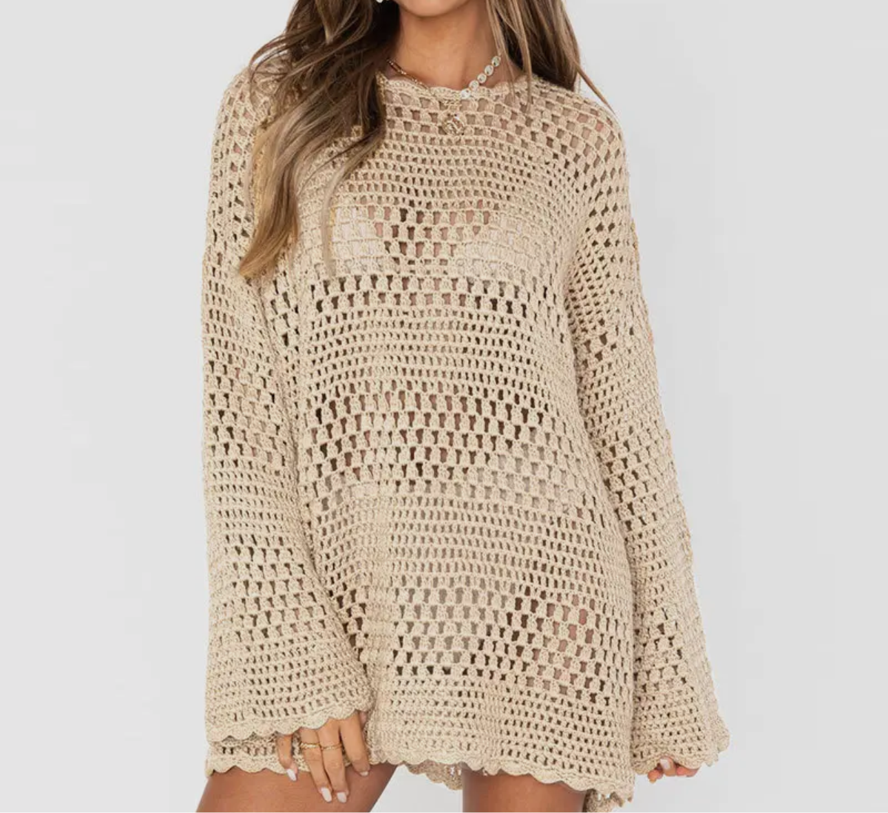 Crochet Coverup Tan