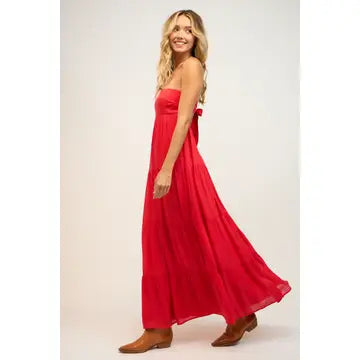 Olivia Strapless Open Back Maxi Dress