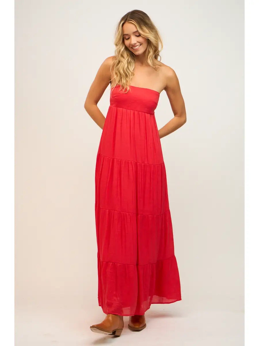 Olivia Strapless Open Back Maxi Dress