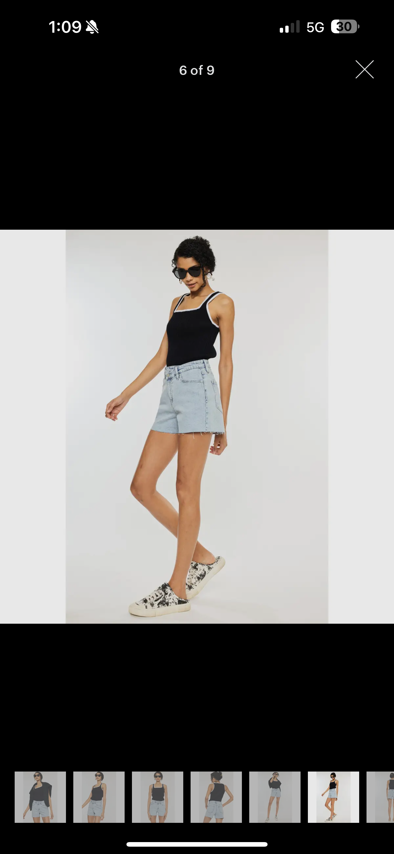 Light Wash Criss-Cross Short