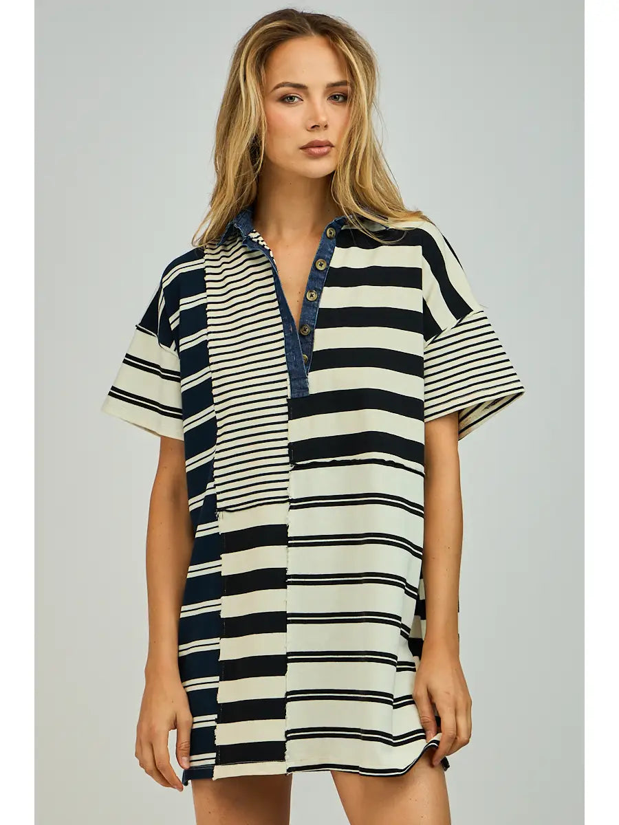 Multi Stripe Collar Dress
