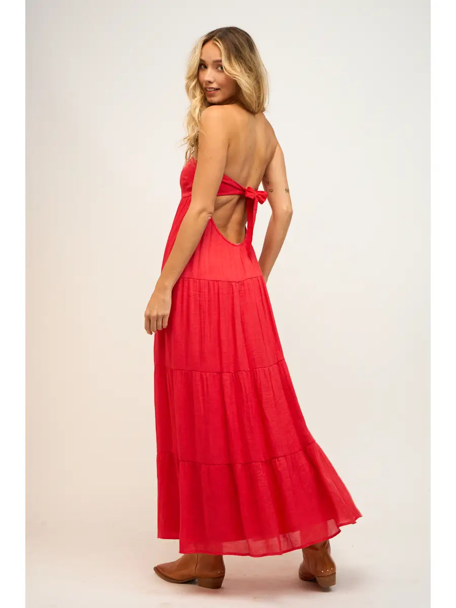 Olivia Strapless Open Back Maxi Dress