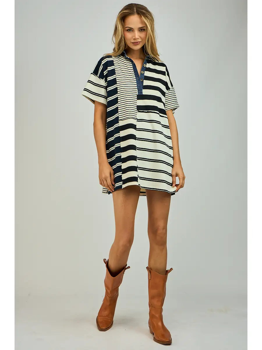 Multi Stripe Collar Dress