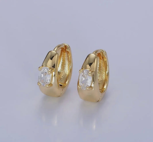 Oval Dome Huggie Earring