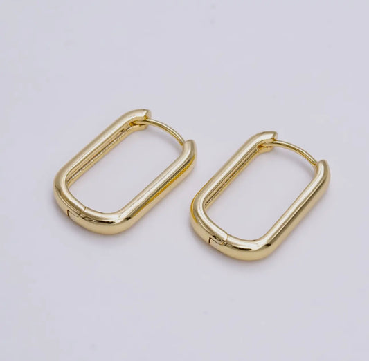 Oblong Huggie Hoop Earring
