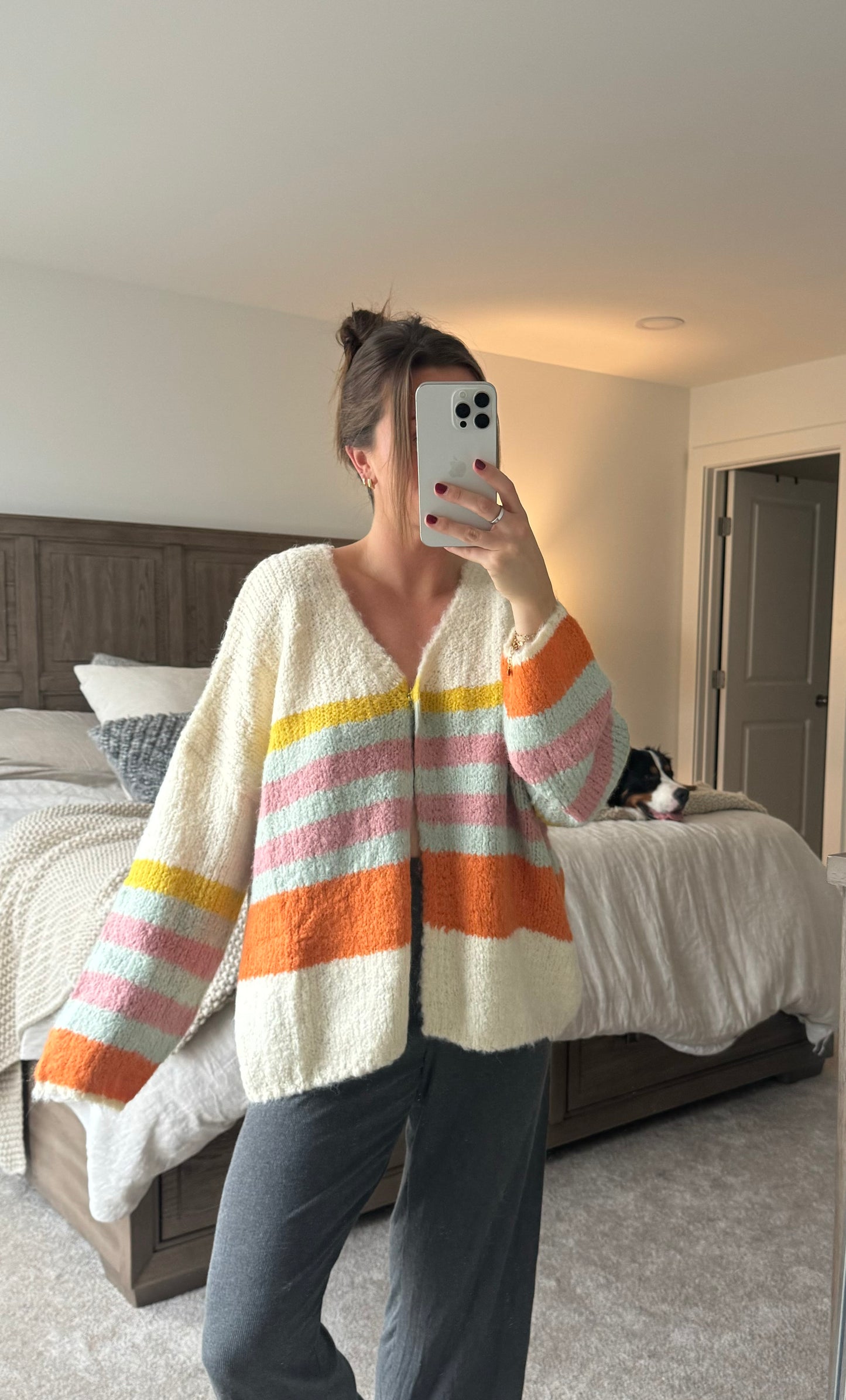 Oversized Multi Stripe Knit Sweater