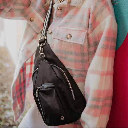 Black Solid Sling Bag