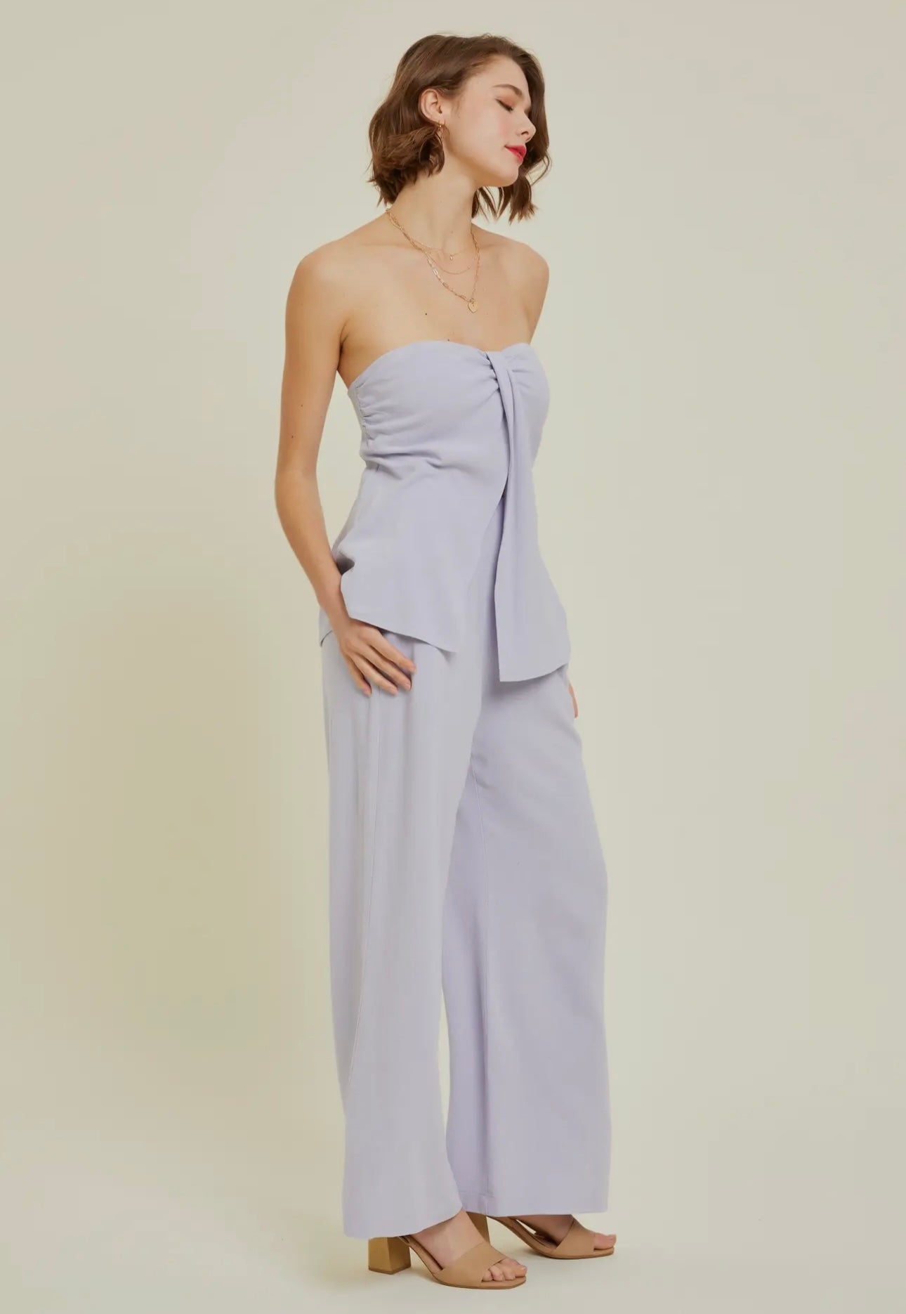 Kelley Tube Top and Flare Pants Linen Set