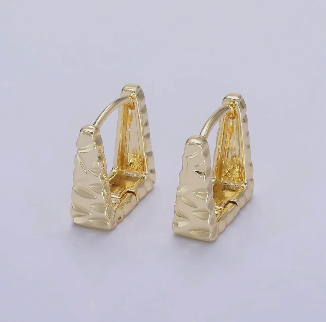 Triangle Hammered Square Huggie Earring